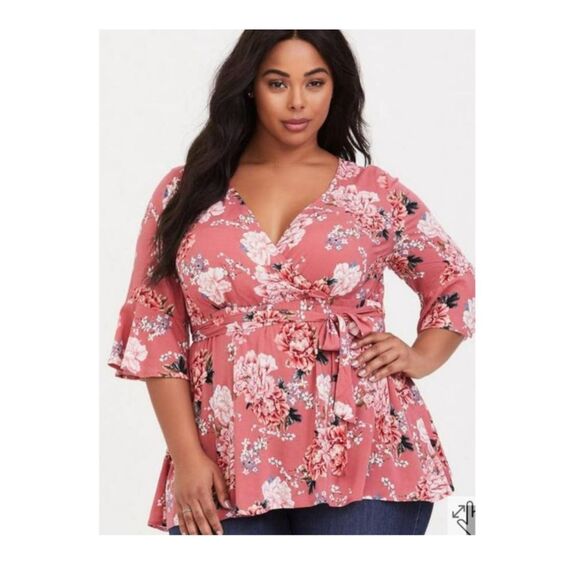 Torrid Women’s 5X Pink Floral Blouse - Picture 1 of 10